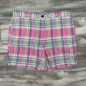 Talbots Cotton Shorts Size 10P Pink Plaid Nautical Preppy Summer Beach‎